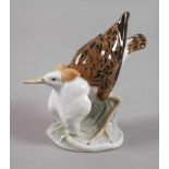 Meissen "Kampfschnepfe, sich duckend"Entwurf Paul Walther 1908, Ausformung 1940er Jahre, blaue