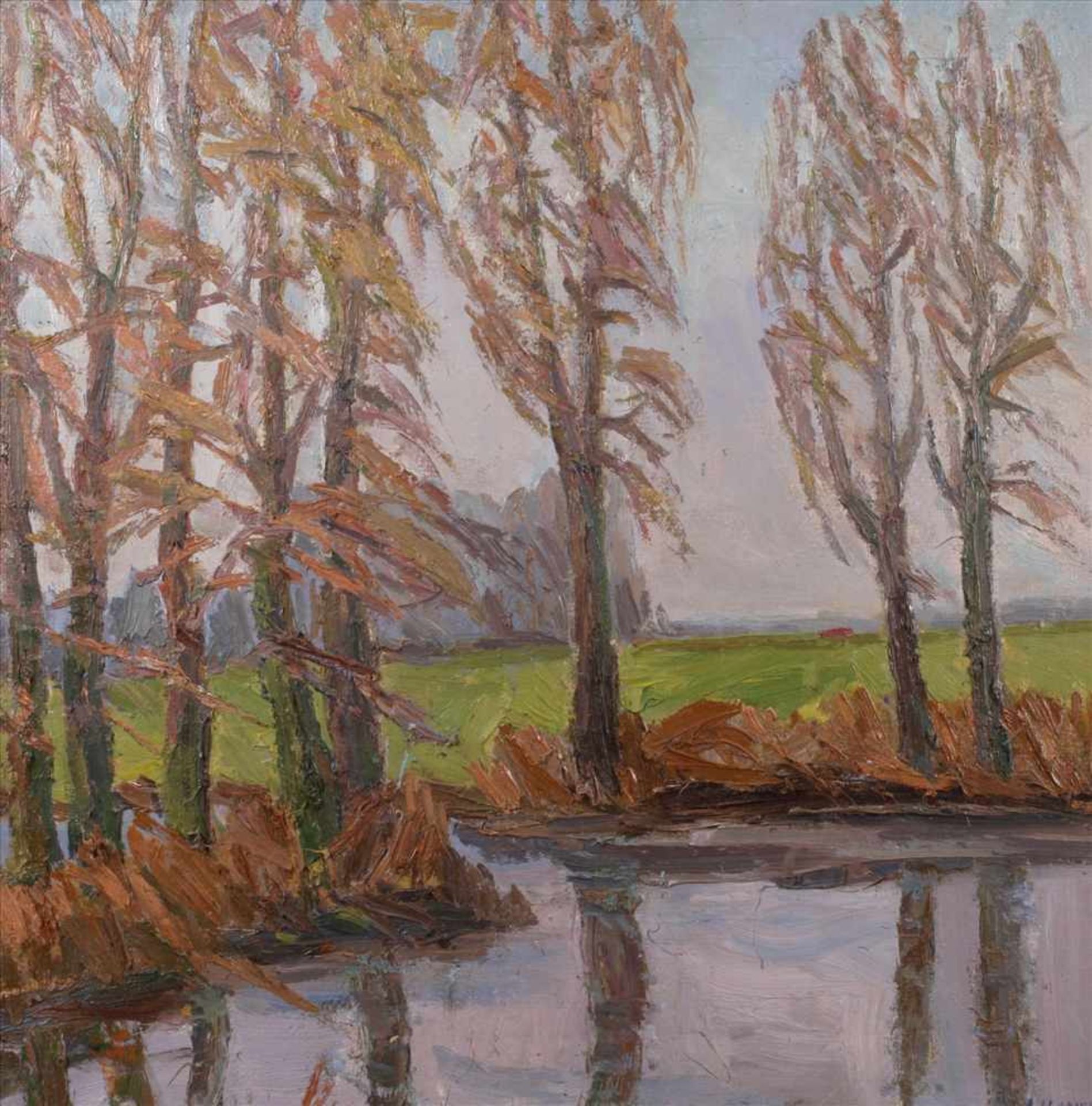 Alexei Ilyushin, "Und der Sommer ist gekommen"von Bäumen umstandener Teich in flacher, etwas