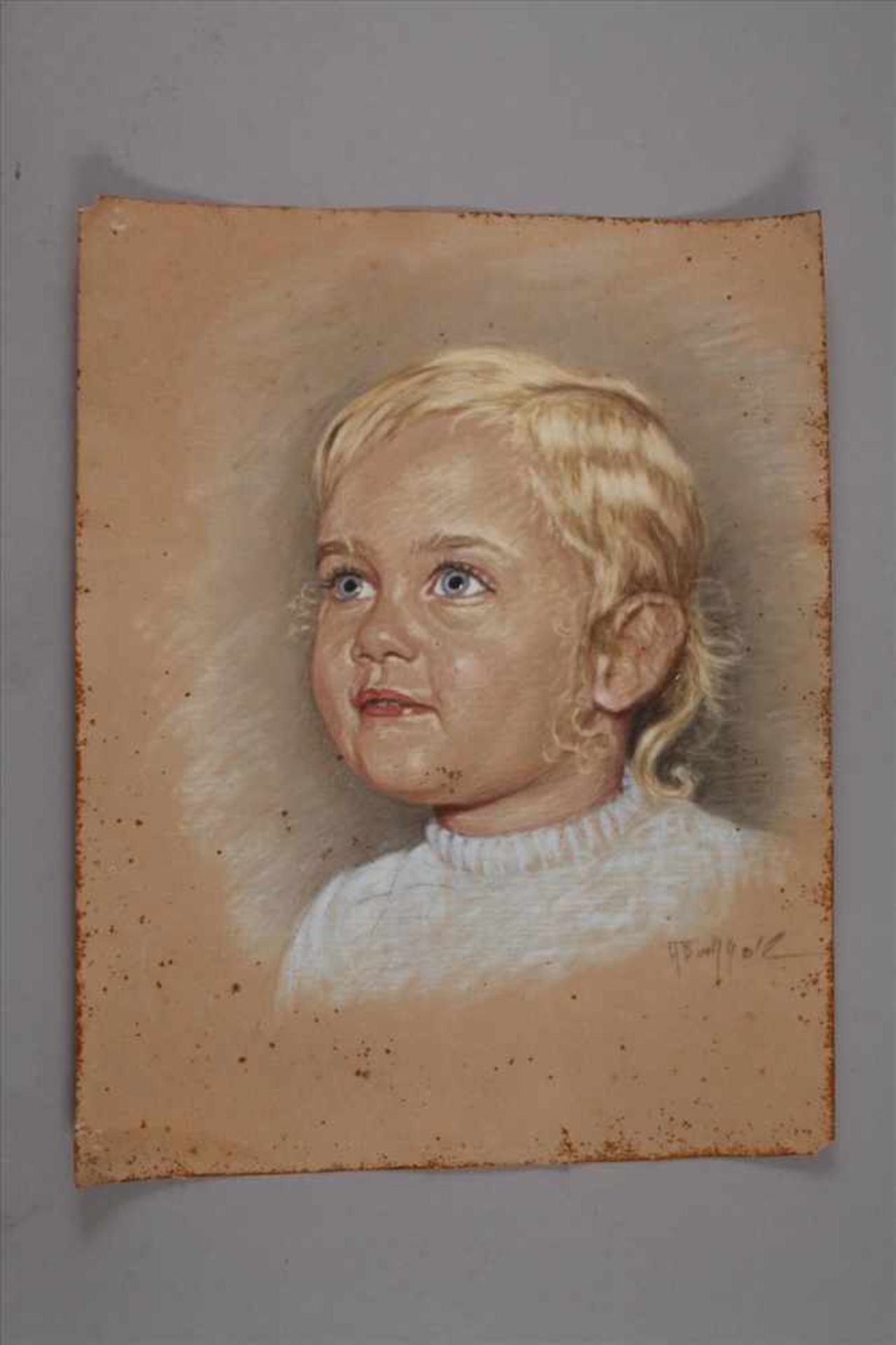 Fritz Buchholz, MädchenportraitBildnis eines freudig blickenden Mädchens mit blonden Haaren, - Bild 3 aus 3