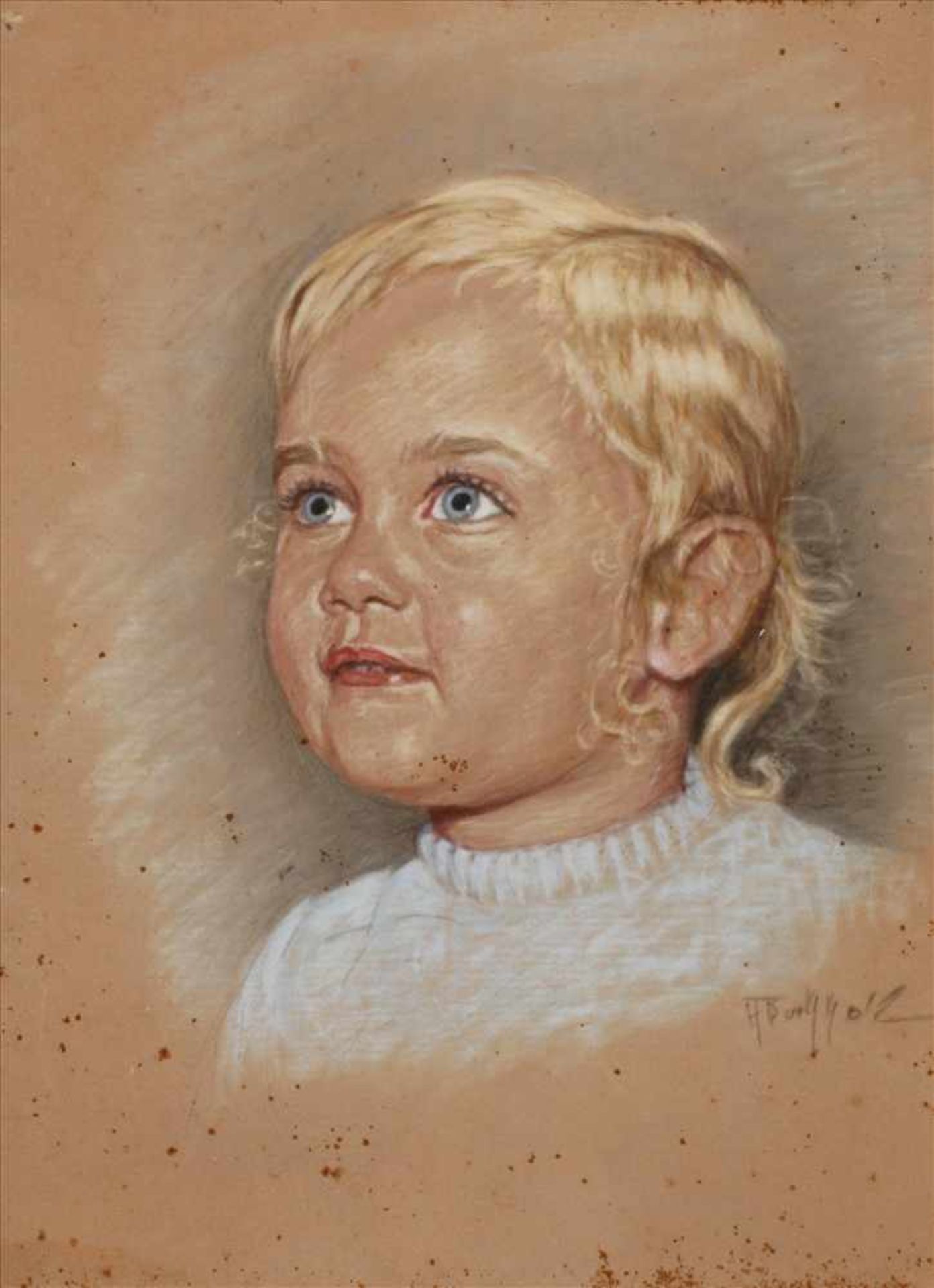 Fritz Buchholz, MädchenportraitBildnis eines freudig blickenden Mädchens mit blonden Haaren,