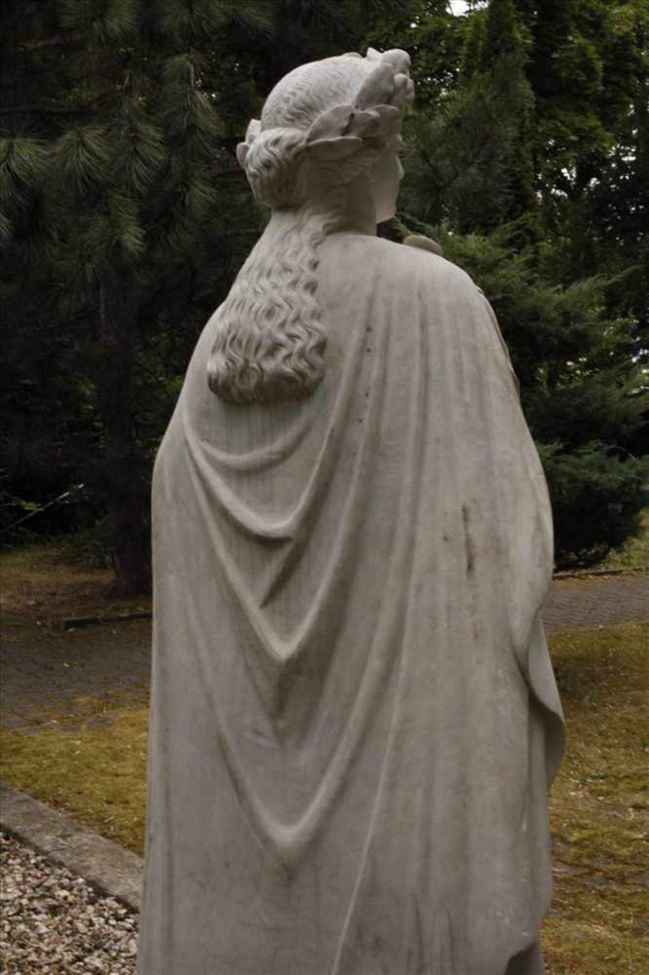 Antonio Frilli, lebensgroße Statue Apolloum 1900, aus weißem Carrara-Marmor gehauen, auf dem - Bild 3 aus 9