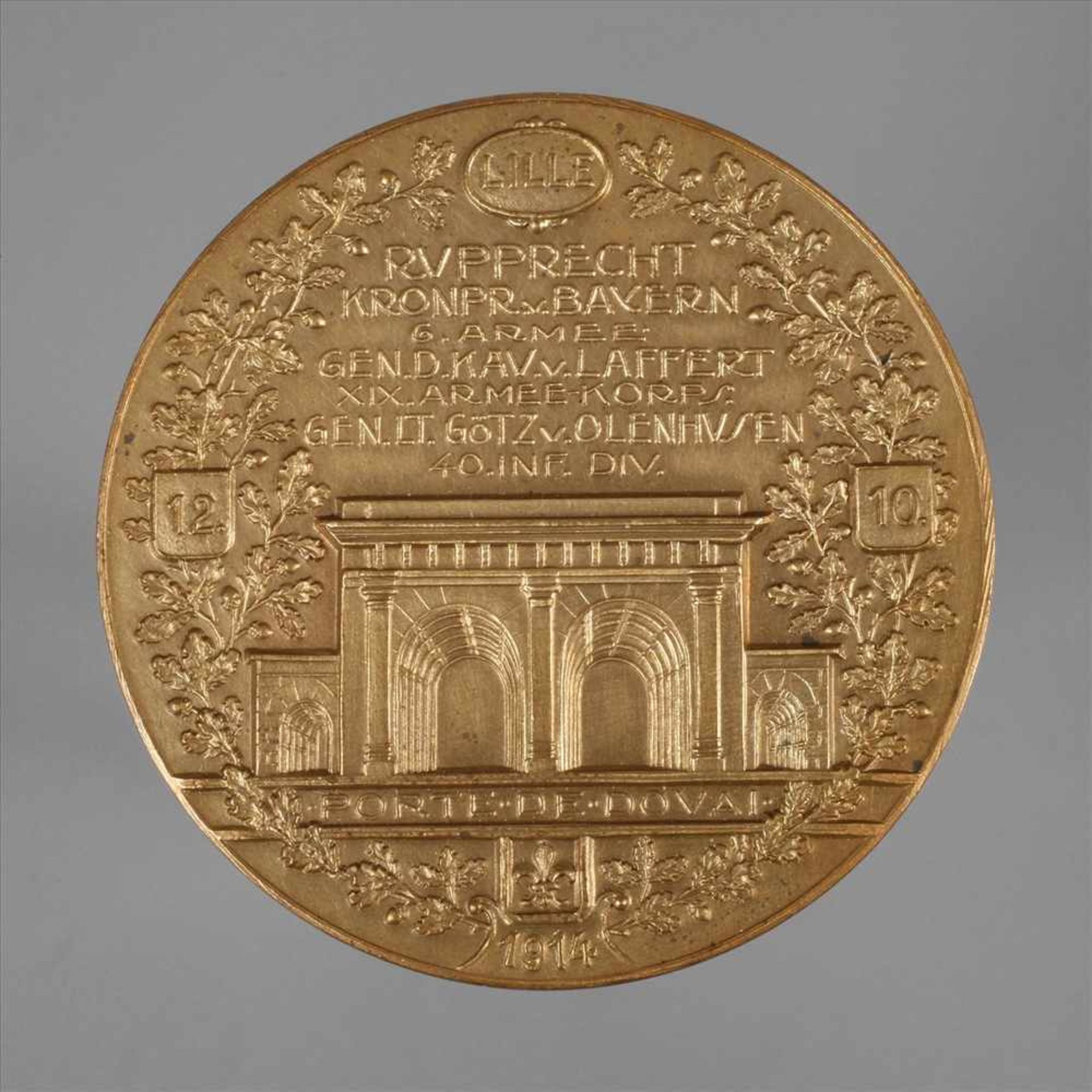 Medaille Lille 1914auf die Eroberung von Lille im ersten Weltkrieg und dem Sturm auf die Porte de