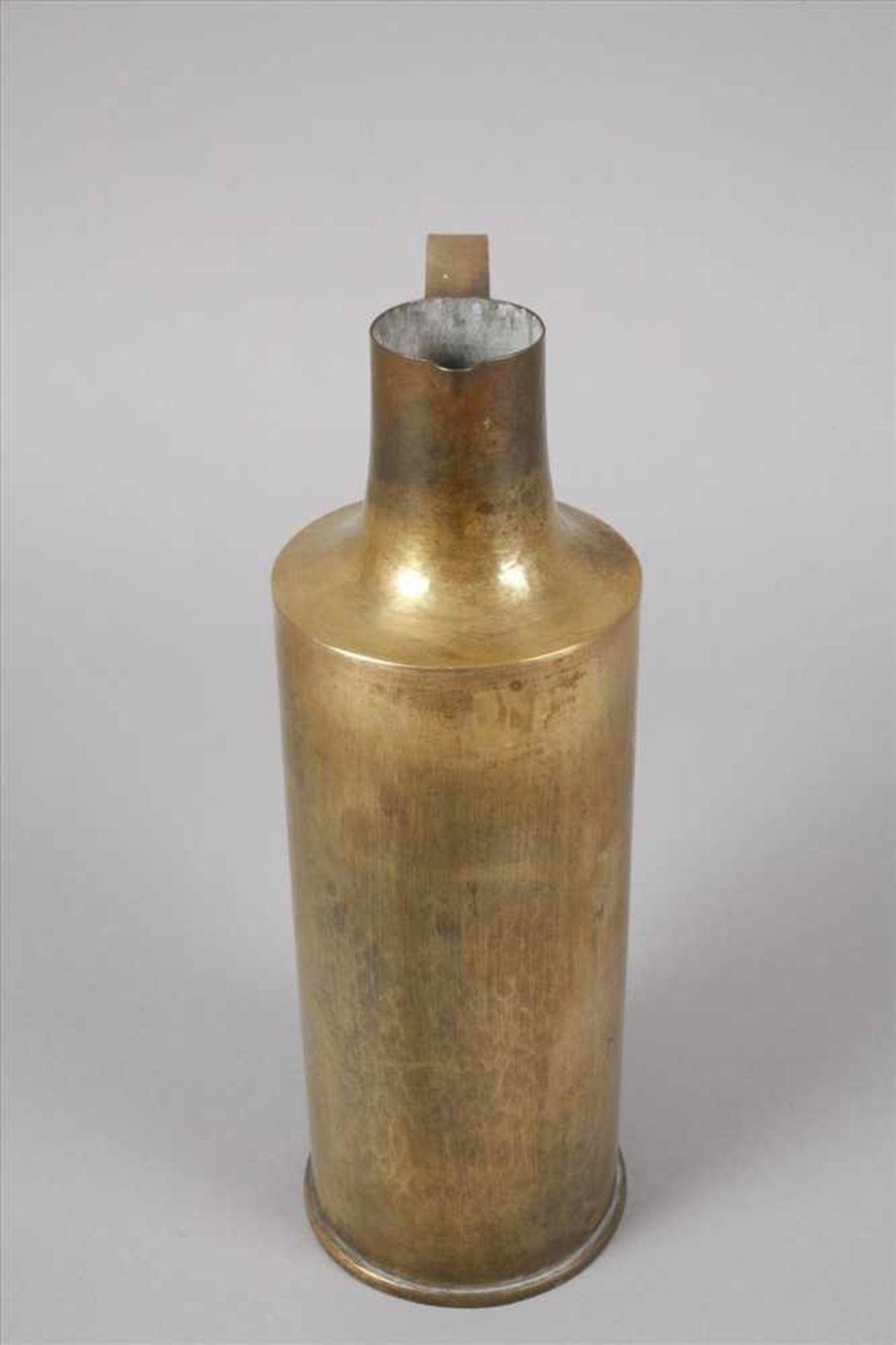 Messingkannewohl 1930er Jahre, ungemarkt, Messing handgetrieben, innen verzinnt, Zylinderform mit - Bild 2 aus 5