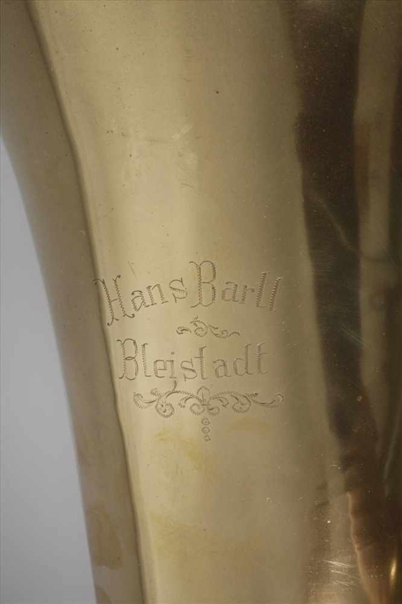 B-Tenorhorn1930er Jahre, gemarkt Hans Bartl Bleistadt, Messinggehäuse, teils versilbert, mit 4 - Bild 2 aus 5