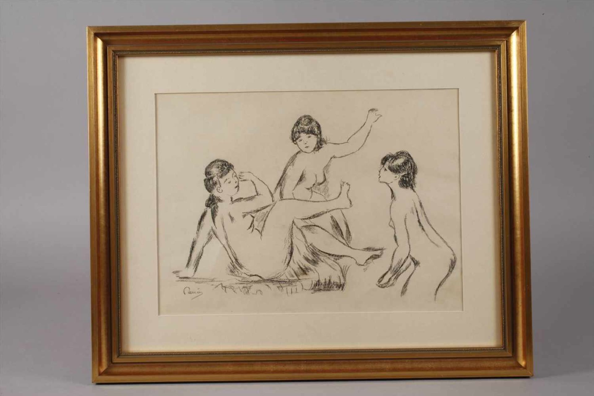 Auguste Renoir, Badendedrei badende und sich neckende Frauen, Lithographie, um 1890, links unten - Bild 3 aus 3