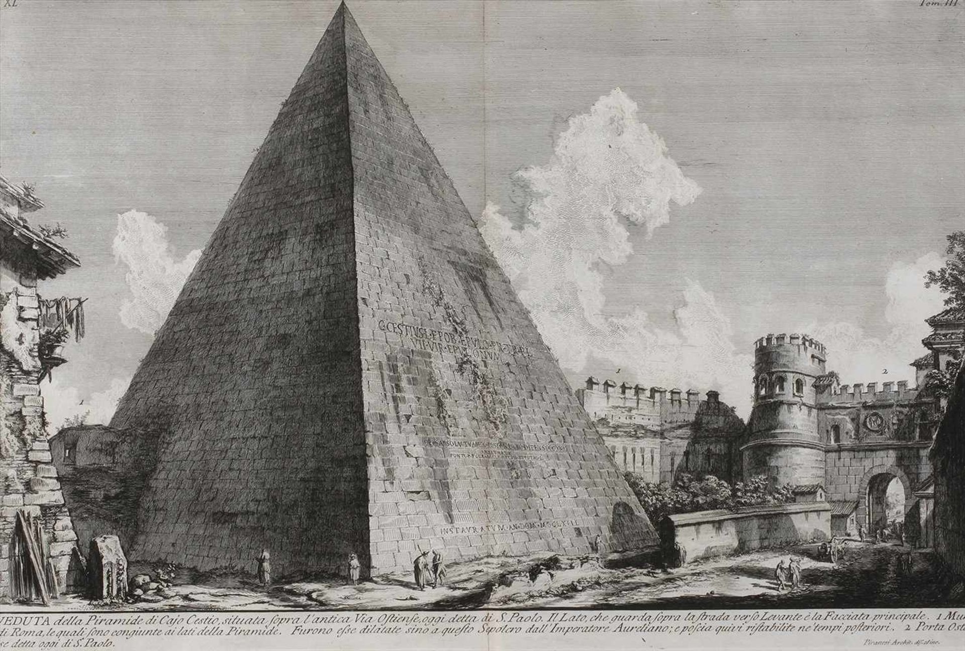 Giovanni Battista Piranesi, Cestius PyramideAnsicht des ungewöhnlichen Bauwerkes an einem der