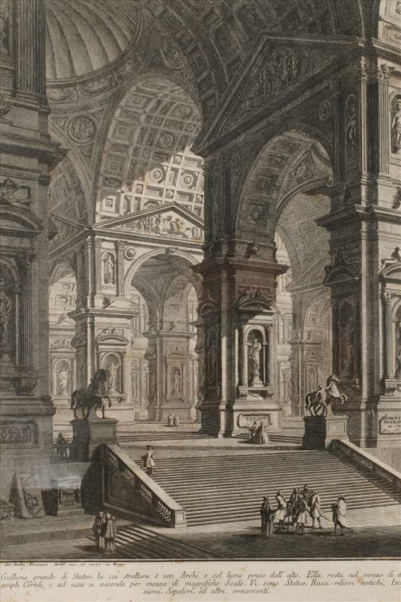 Giovanni Battista Piranesi, "Galleria grande..."prachtvolle, überwölbte Eingangshalle,