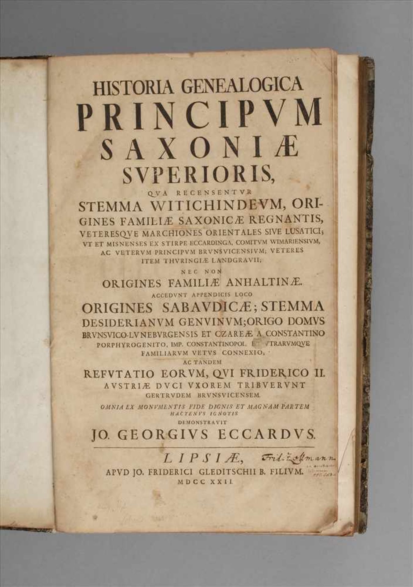 Historia Genealogica Principum SaxoniaeSuperioris, qua recensentur stemma wittichindeum, origines