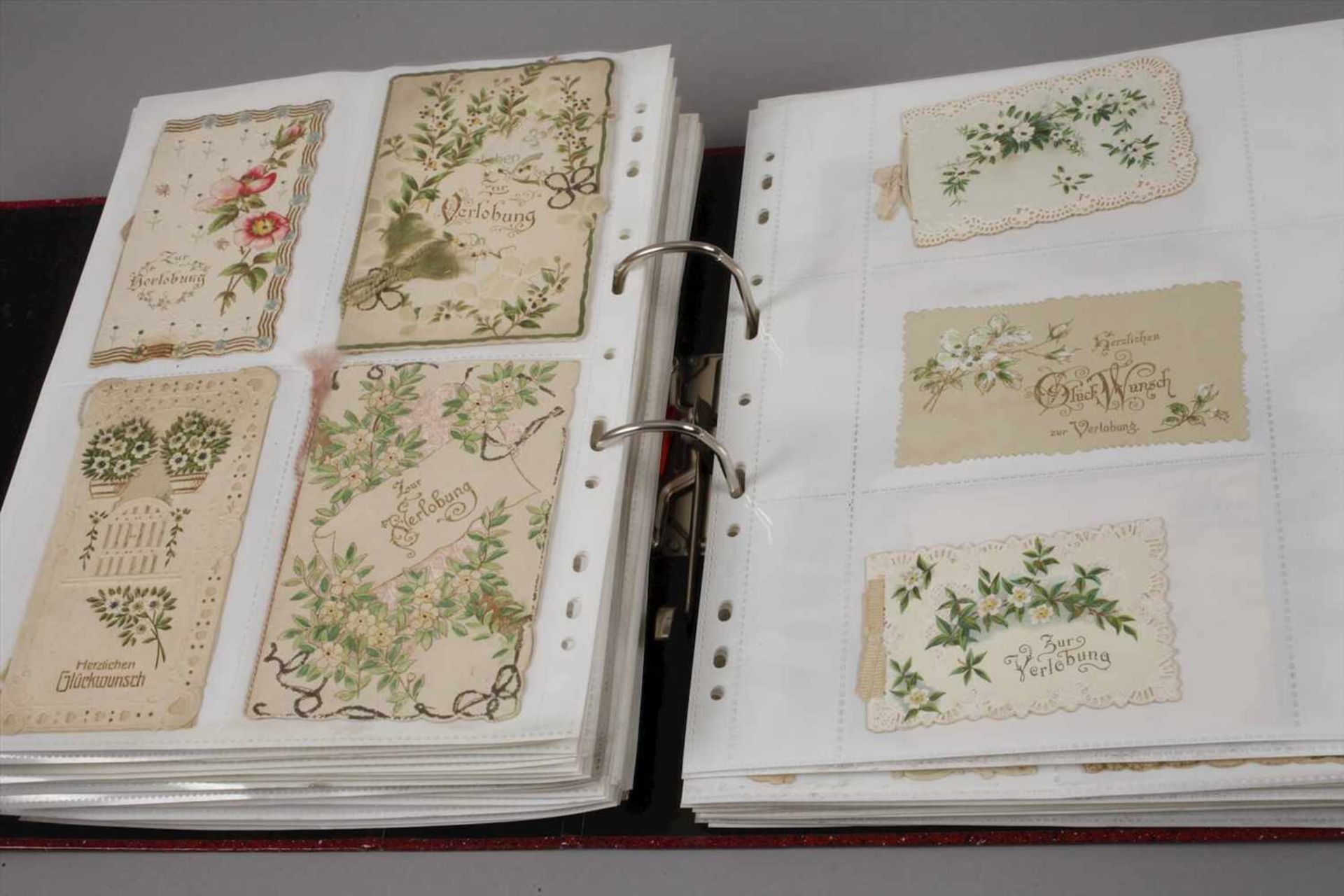 Sammlung Anlasskarten um 1900über 250 Stück, geprägte oder reich gestaltete Anlasskarten, bspw. - Bild 5 aus 7