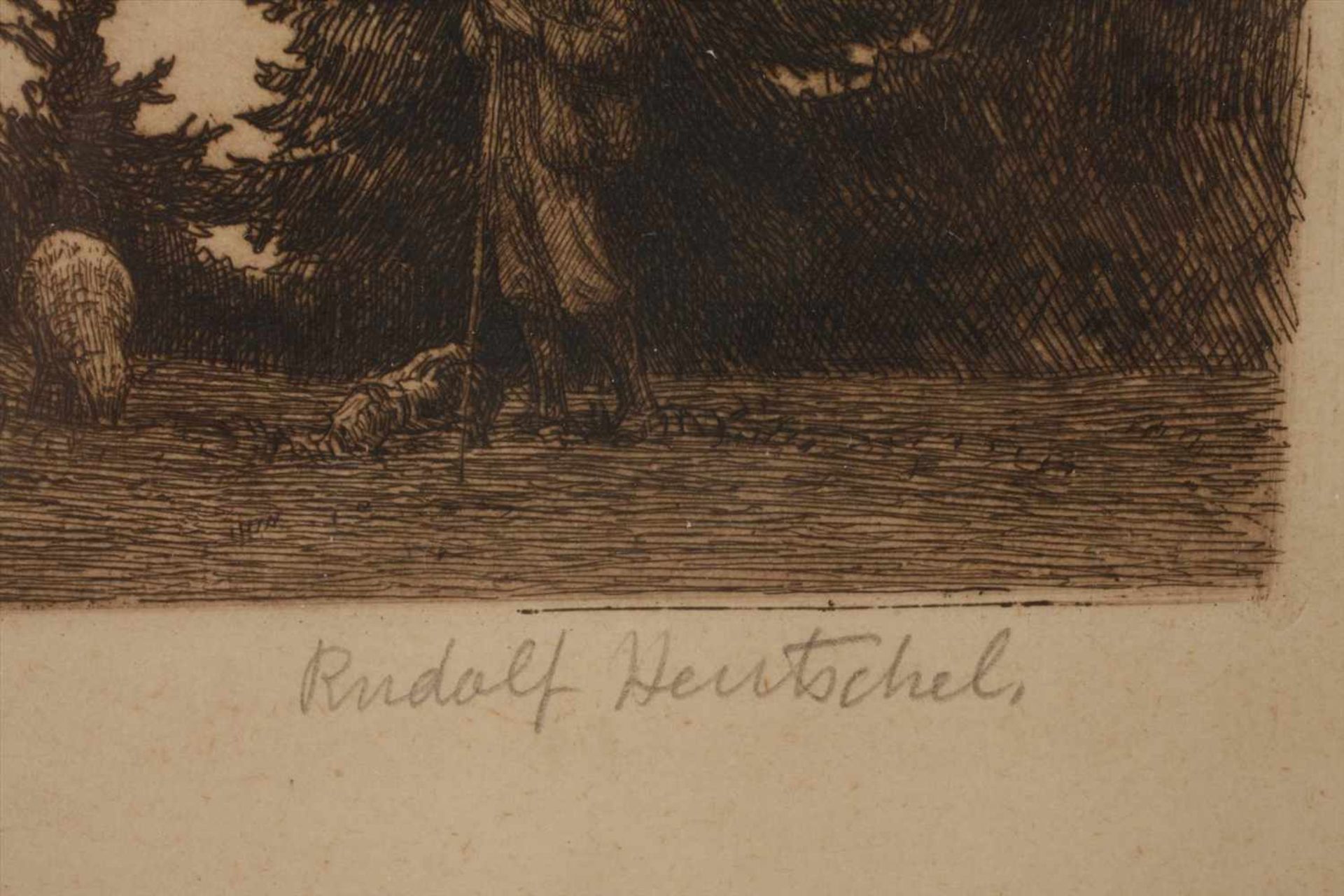 Rudolf Hentschel, Der SchäferSchafherde im Licht des zur Neige gehenden Tages, vor einer großen - Bild 2 aus 3