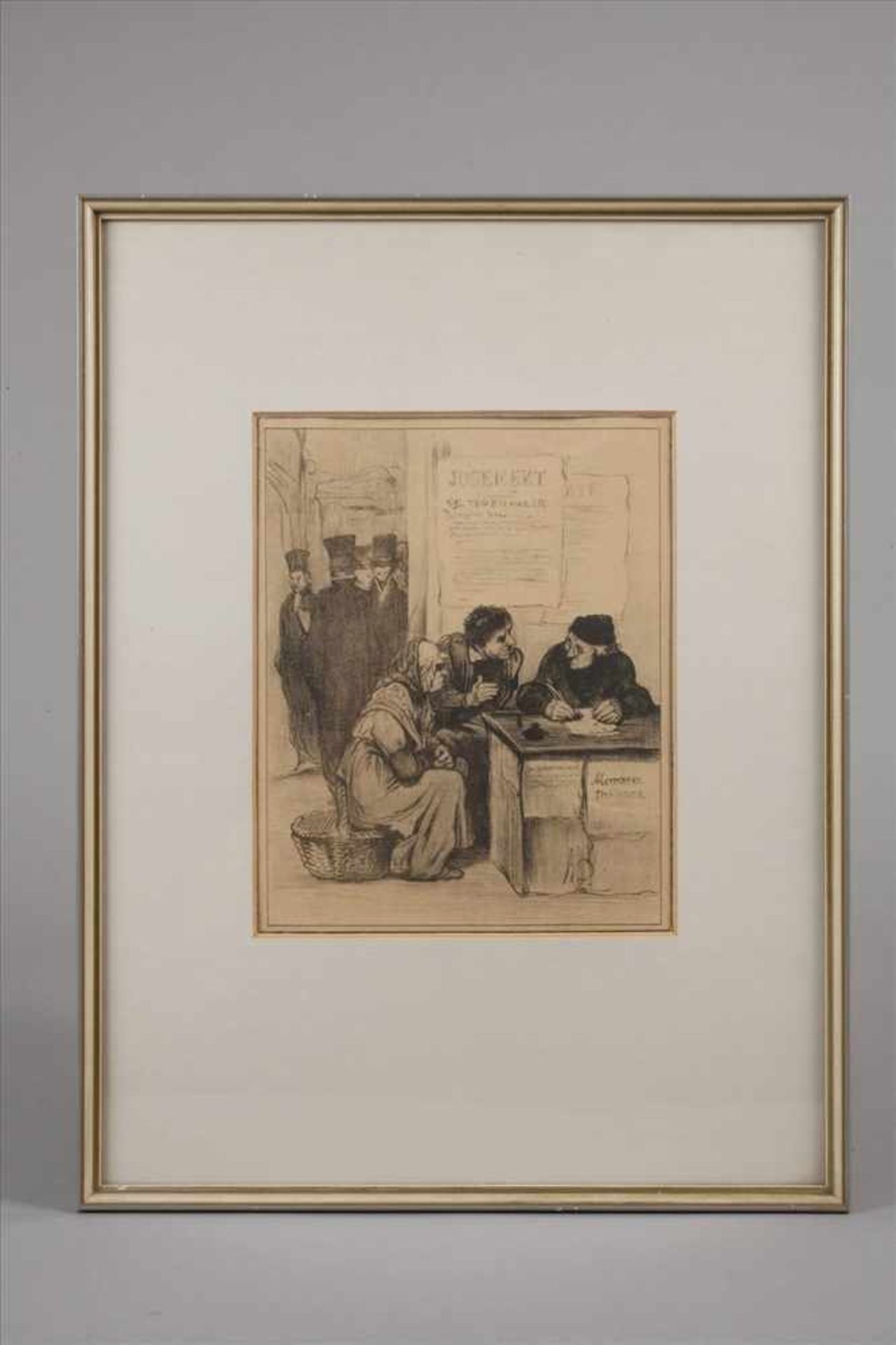 Honoré Daumier, Konvolut Karikaturendrei typische Arbeiten des bedeutenden Künstlers, Lithographien, - Bild 7 aus 8