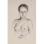 Heinz Hoffmeister, DamenaktHalbfigurenbildnis eines nackten, sinnenden Mädchens, seltenes Blatt