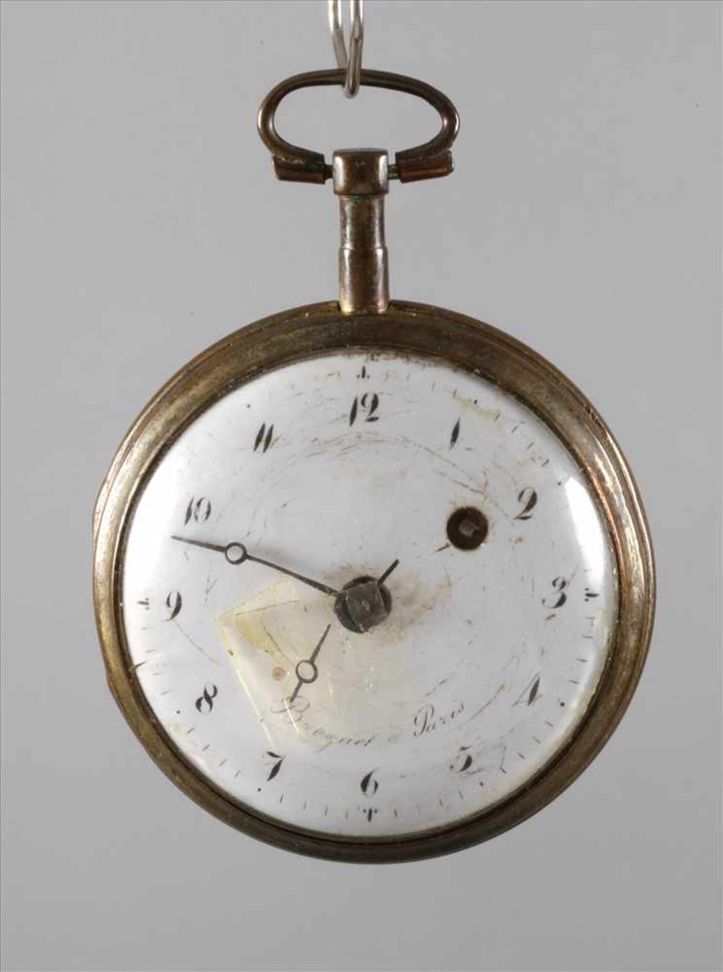 Spindeluhr Brequet a Parisauf Ziffernblatt und Werk gemarkt, um 1800, vergoldetes Silbergehäuse