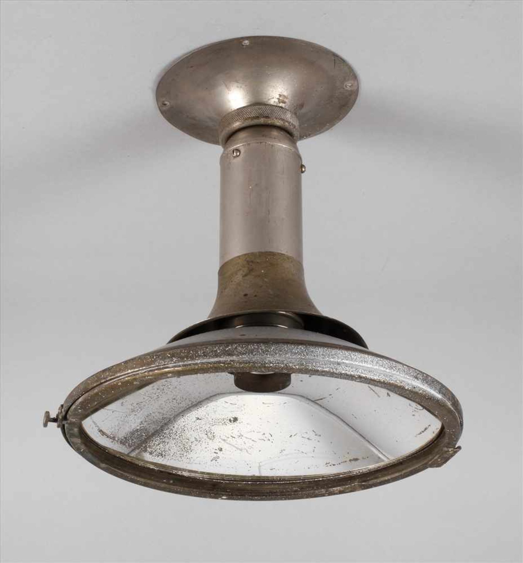 Reflektorlampe Carl Zeiss Jenaungemarkt, 1920er Jahre, Metall vernickelt, Hohlspiegel-Reflektor