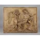 nach Bertel Thorwaldsen, Relief Amor & Dionysos19. Jh., unsigniert, Stukko teils vergoldet und