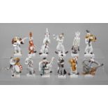 Meissen "Clownskapelle"12 von 14 Musikerfiguren, Entwurf Peter Strang 1993/94, Querflötist,