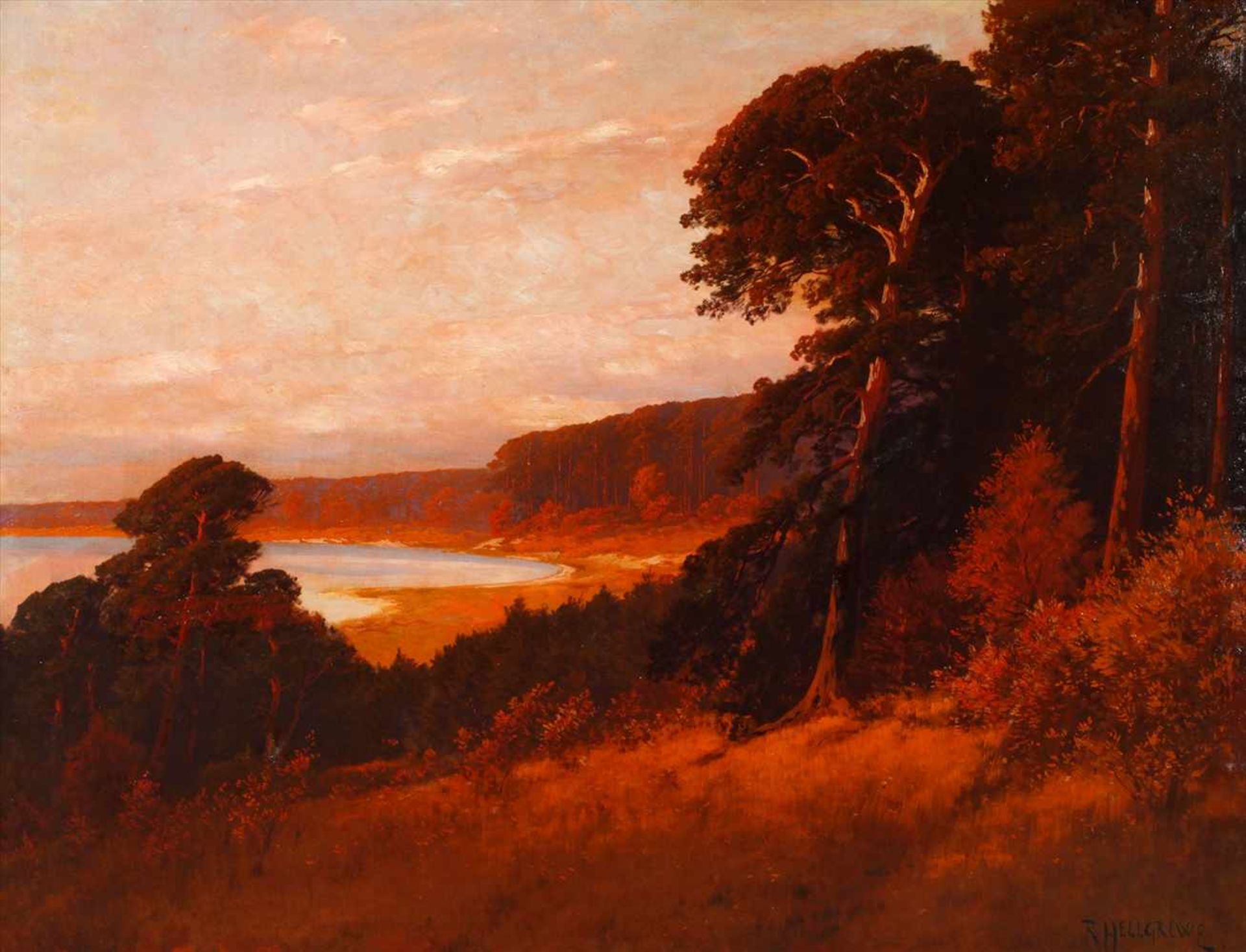 Rudolf Hellgrewe, Märkische Abendlandschaft stimmungsvolle sommerliche Landschaft, mit Blick von