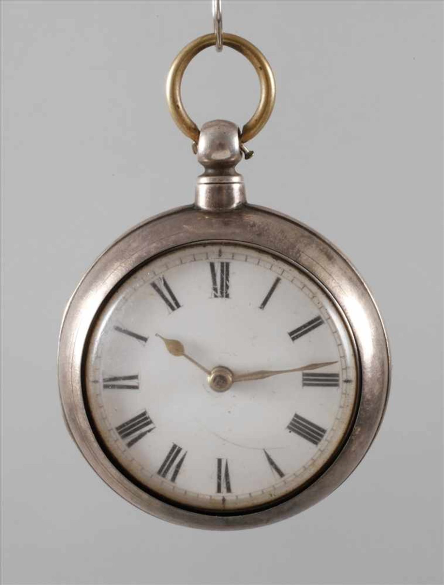 Spindel-Taschenuhrum 1800, gemarkt Eldon London, Werknummer 2785, makelloses Emailziffernblatt mit