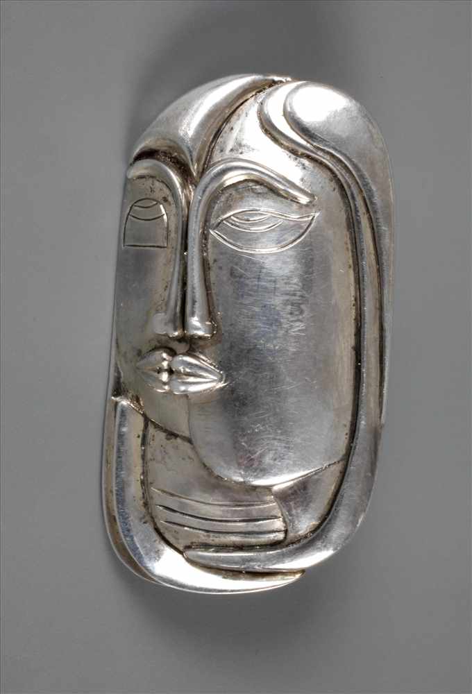 Schwere Silberbroscheum 1920, Silber gestempelt 925 und weitere Punze, stilisierte Darstellung