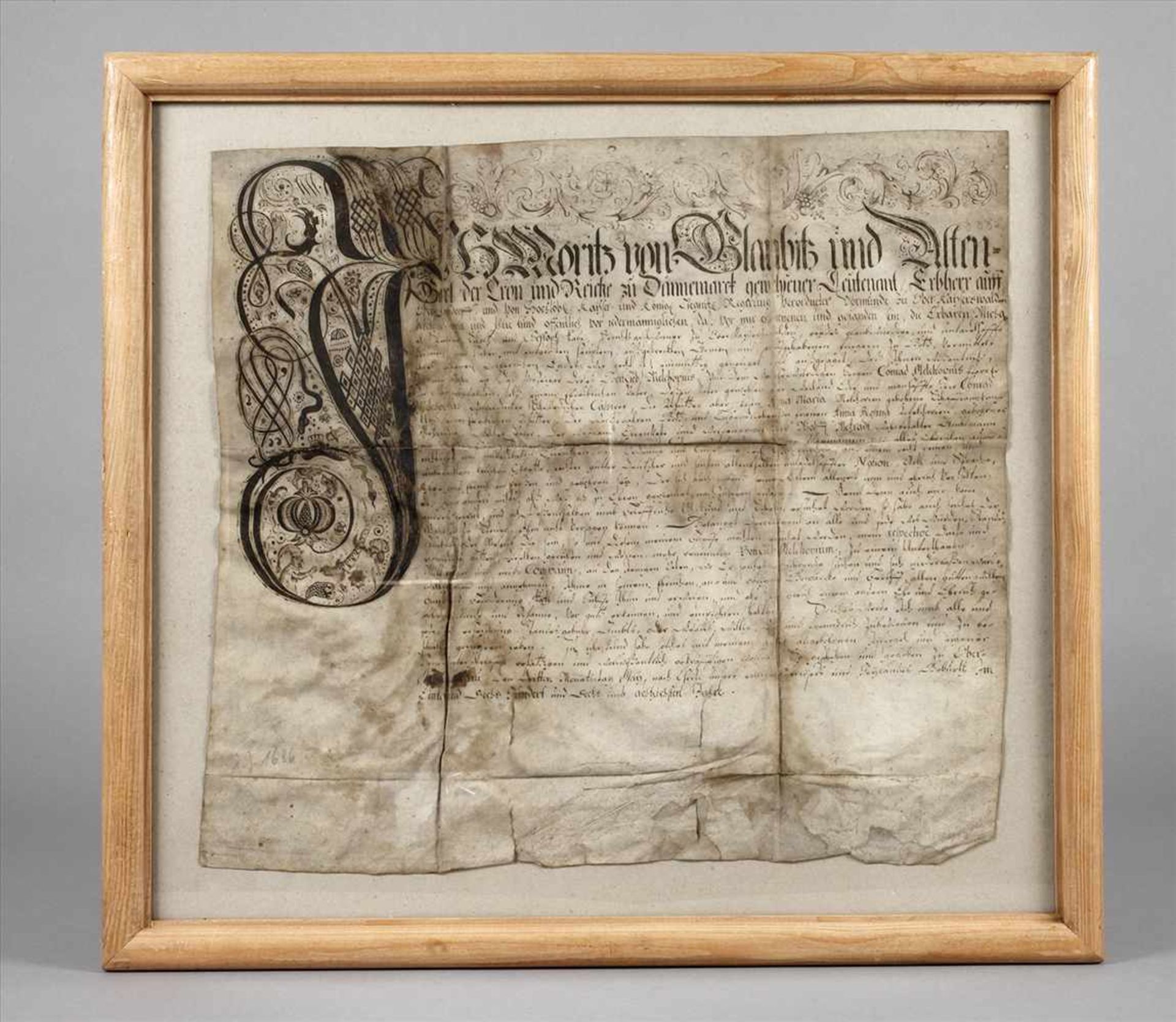 Dokument Schlesien 1686"Ich Moritz von Glaubitz und Alten-Gabel [...] zu Dänemark gewesener