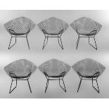 Sechs Diamond ChairsEntwurf Harry Bertoia 1950/52, Ausführung wohl 1990er Jahre, schwarz