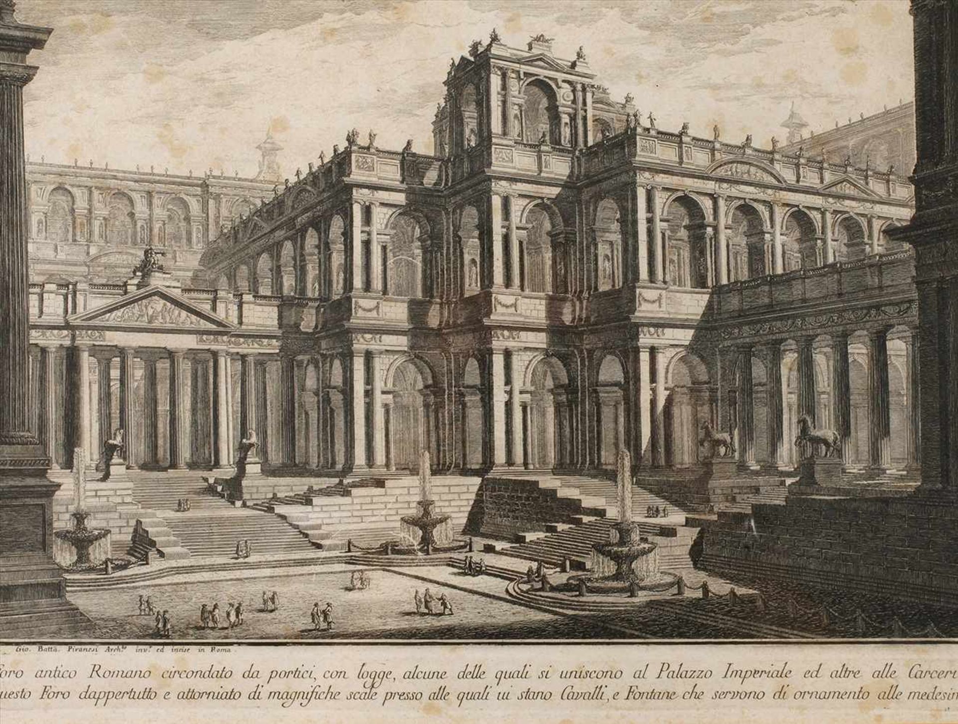 Giovanni Battista Piranesi, "Foro antico Romano"Blick auf einen prachtvollen, palastähnlichen Bau