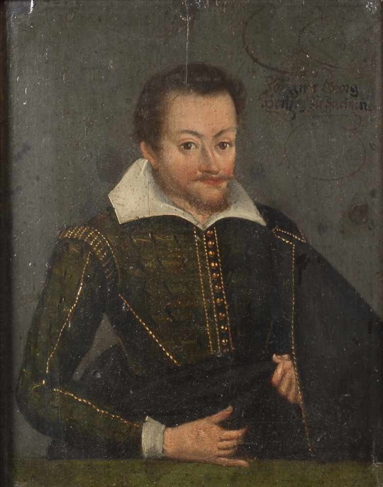 Bildnis Johann Georg Herzog zu SachsenHalbfigurenbildnis eines vornehmen, im Jagdkostüm mit