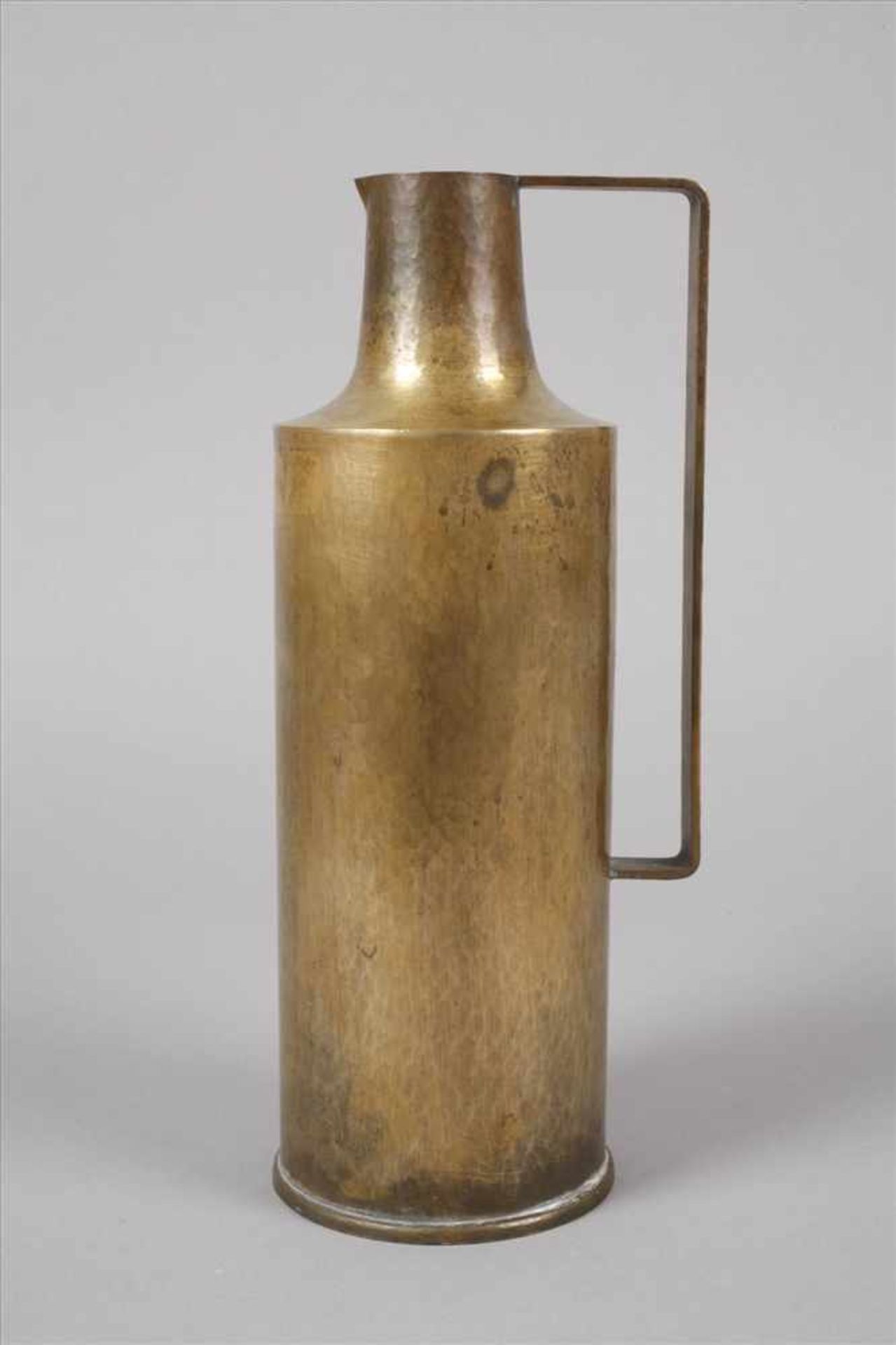 Messingkannewohl 1930er Jahre, ungemarkt, Messing handgetrieben, innen verzinnt, Zylinderform mit - Bild 3 aus 5