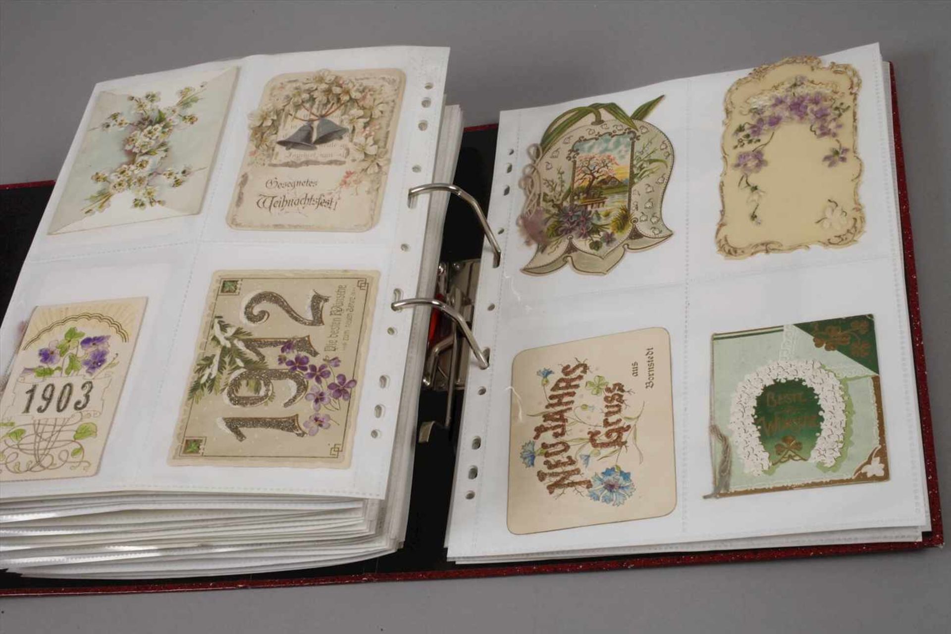 Sammlung Anlasskarten um 1900über 250 Stück, geprägte oder reich gestaltete Anlasskarten, bspw. - Bild 3 aus 7