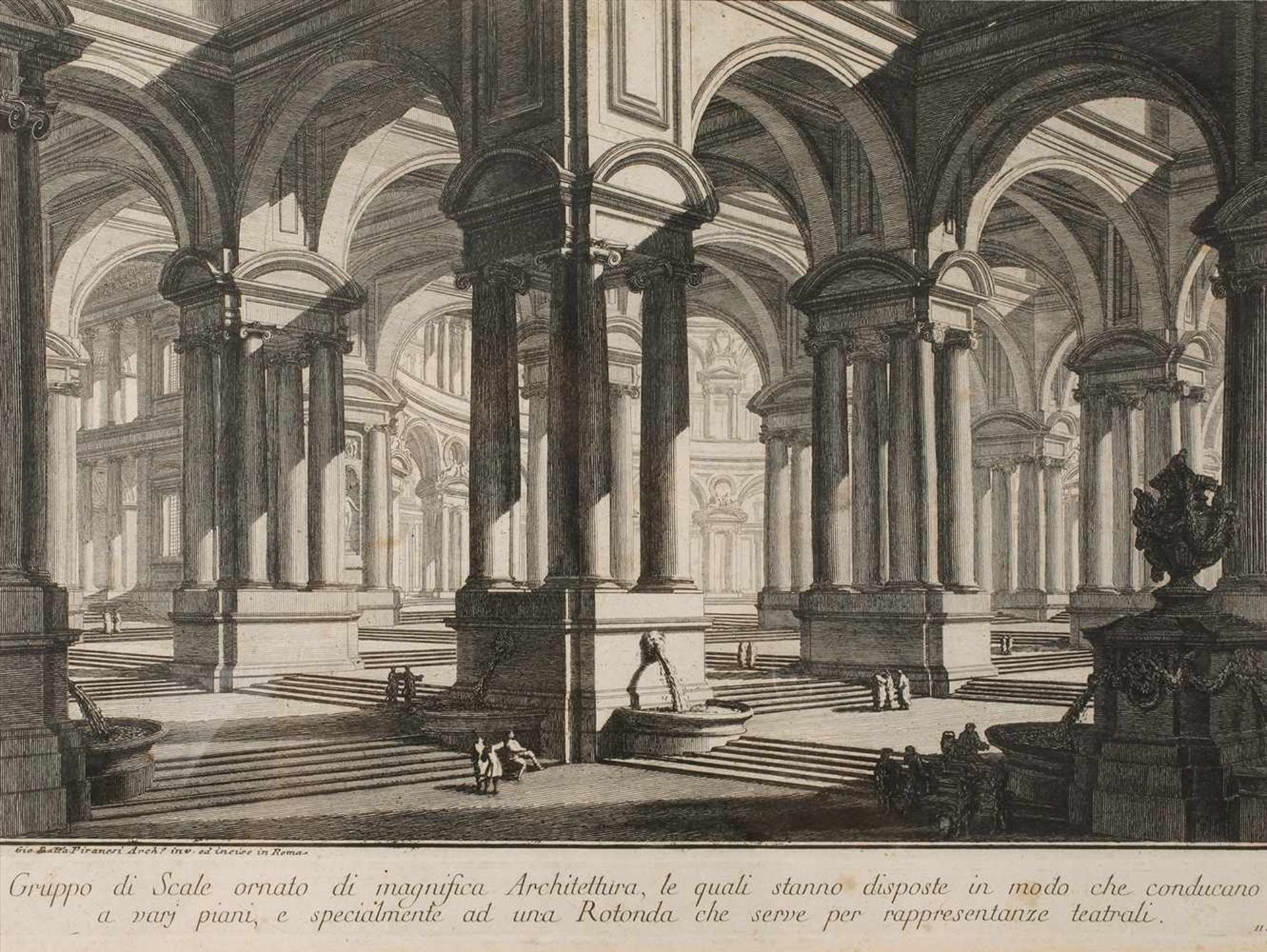 Giovanni Battista Piranesi, "Gruppo di Scale..."riesige Eingangshalle mit zahlreichen Brunnen und