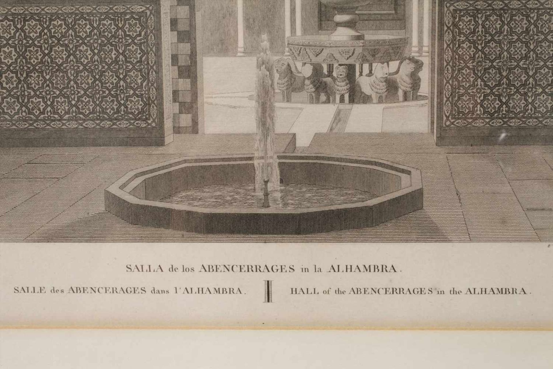 Der Löwenbrunnen in der Alhambraseitlicher Blick in den Löwenhof mit Brunnen, Stahlstich, in der - Bild 4 aus 5