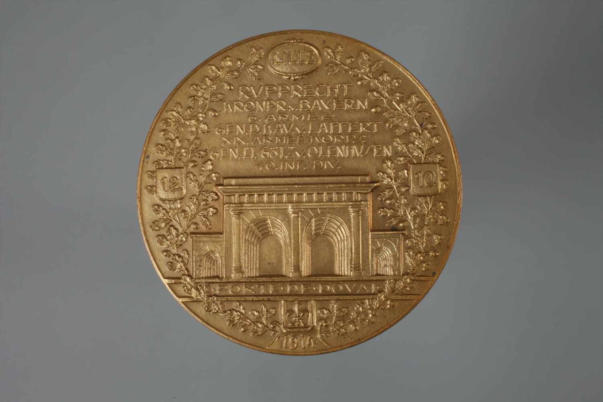 Medaille Lille 1914auf die Eroberung von Lille im ersten Weltkrieg und dem Sturm auf die Porte de - Bild 2 aus 3