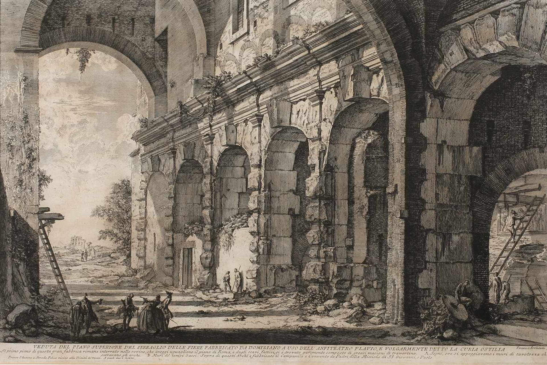 Giovanni Bat. Piranesi, "Veduta Piano Superiore"Blick in einen teils verfallenen hohen Gewölberaum