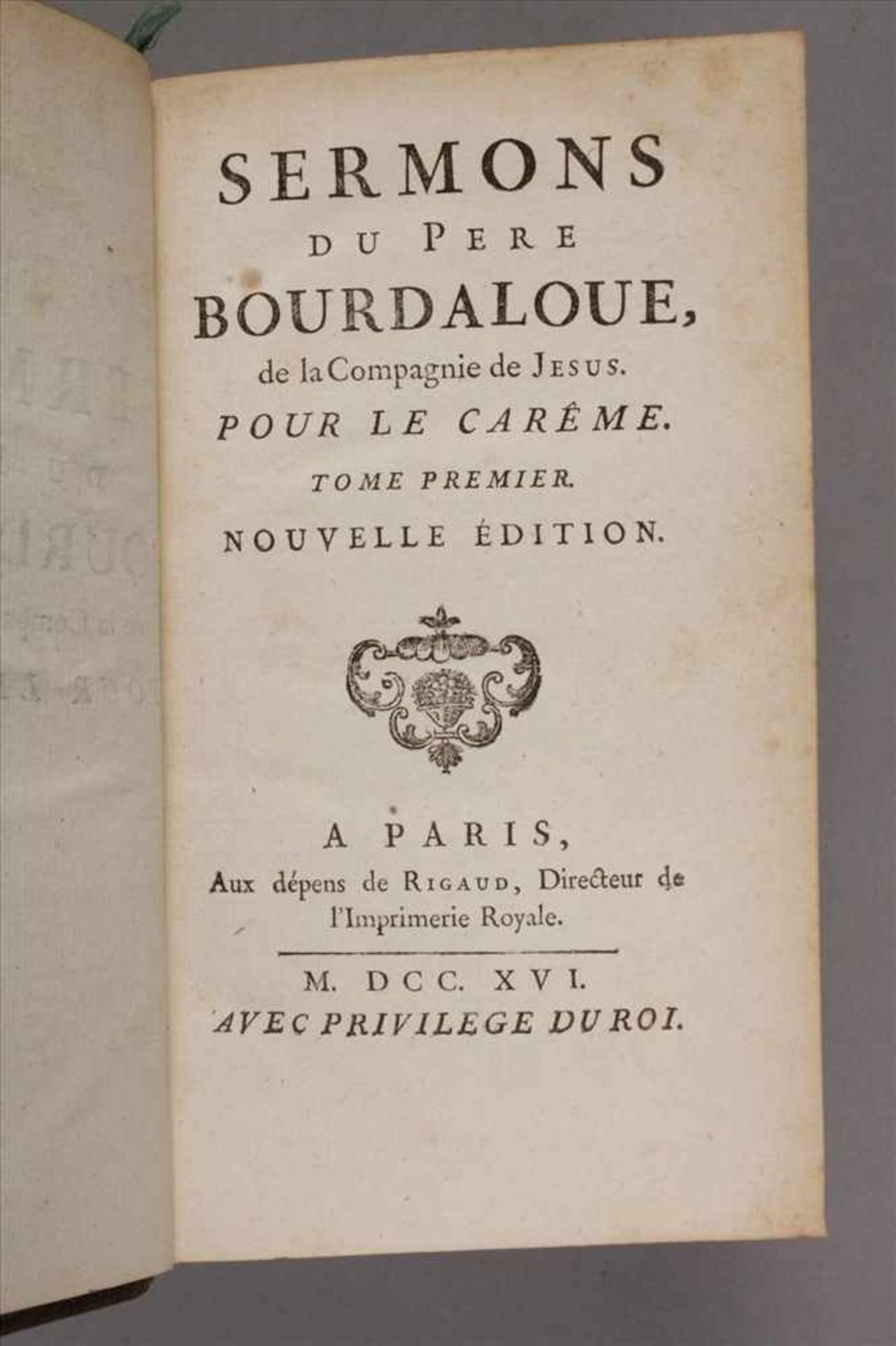 Sermons Bourdaloue/Massillon3 Bde. Sermons du pere Bourdaloue, de la Compagnie de Jesus: bestehend - Bild 3 aus 3