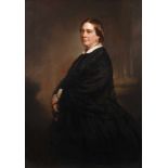 John A. Horsbourgh, DamenportraitStandbildnis einer Frau mit gescheiteltem Haar und weitem schwarzen