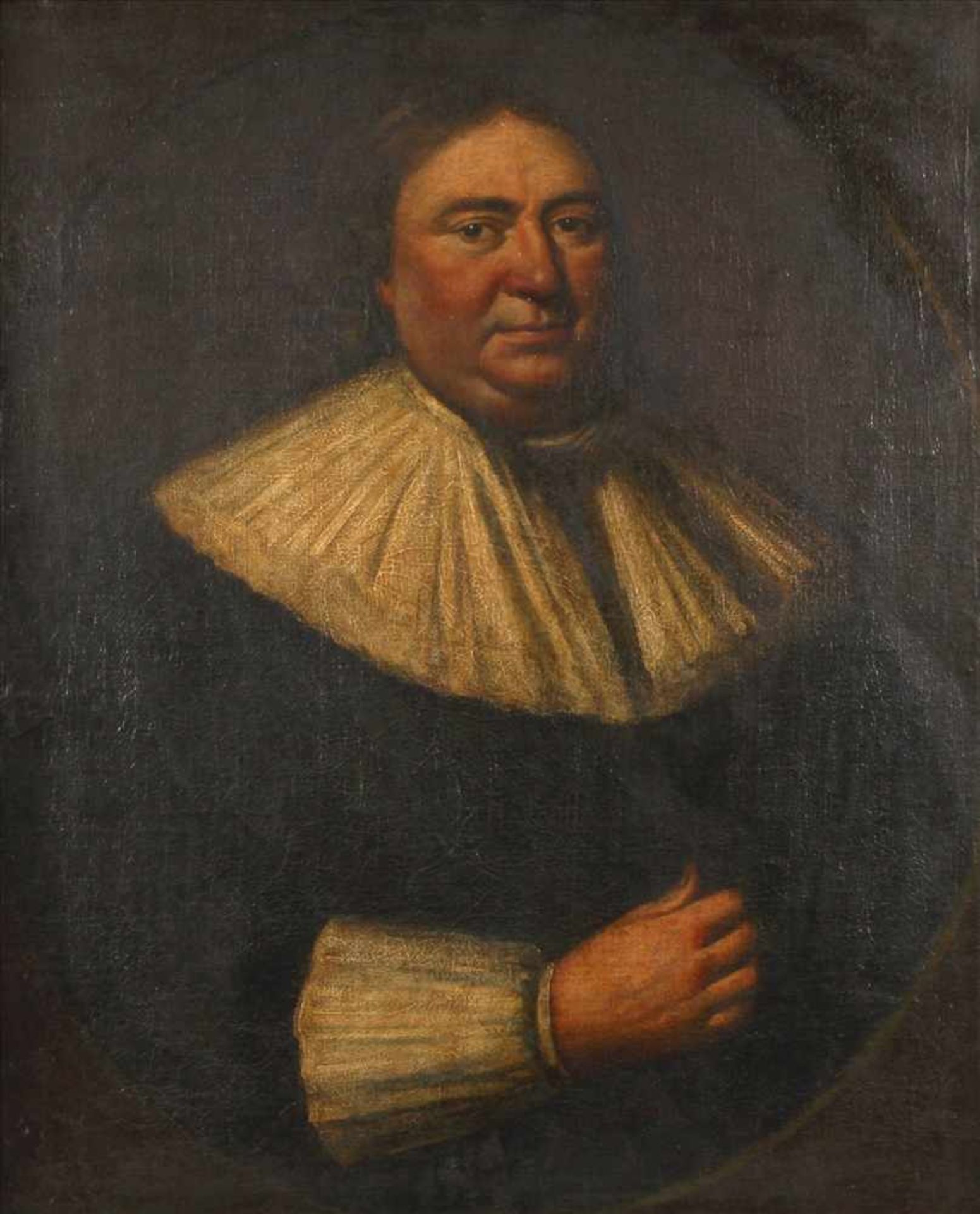 Barockes HerrenportraitBrustbildnis eines korpulenten Herrn mittleren Alters in Amtstracht aus