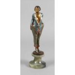 Josef Lorenzl, Modedame1. Drittel 20. Jh., signiert, Bronze polychrom in Kaltbemalung staffiert,