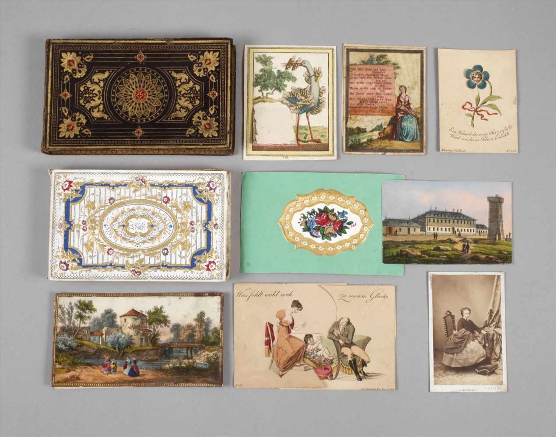 Konvolut Zier- und GeschenkbilleteBiedermeier und Historismus, datiert zwischen 1815 und 1864,