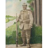 Soldatenportrait IR 134Kolorierte Photographie 134. Regt. Plauen um 1910, Porträtphotographie in