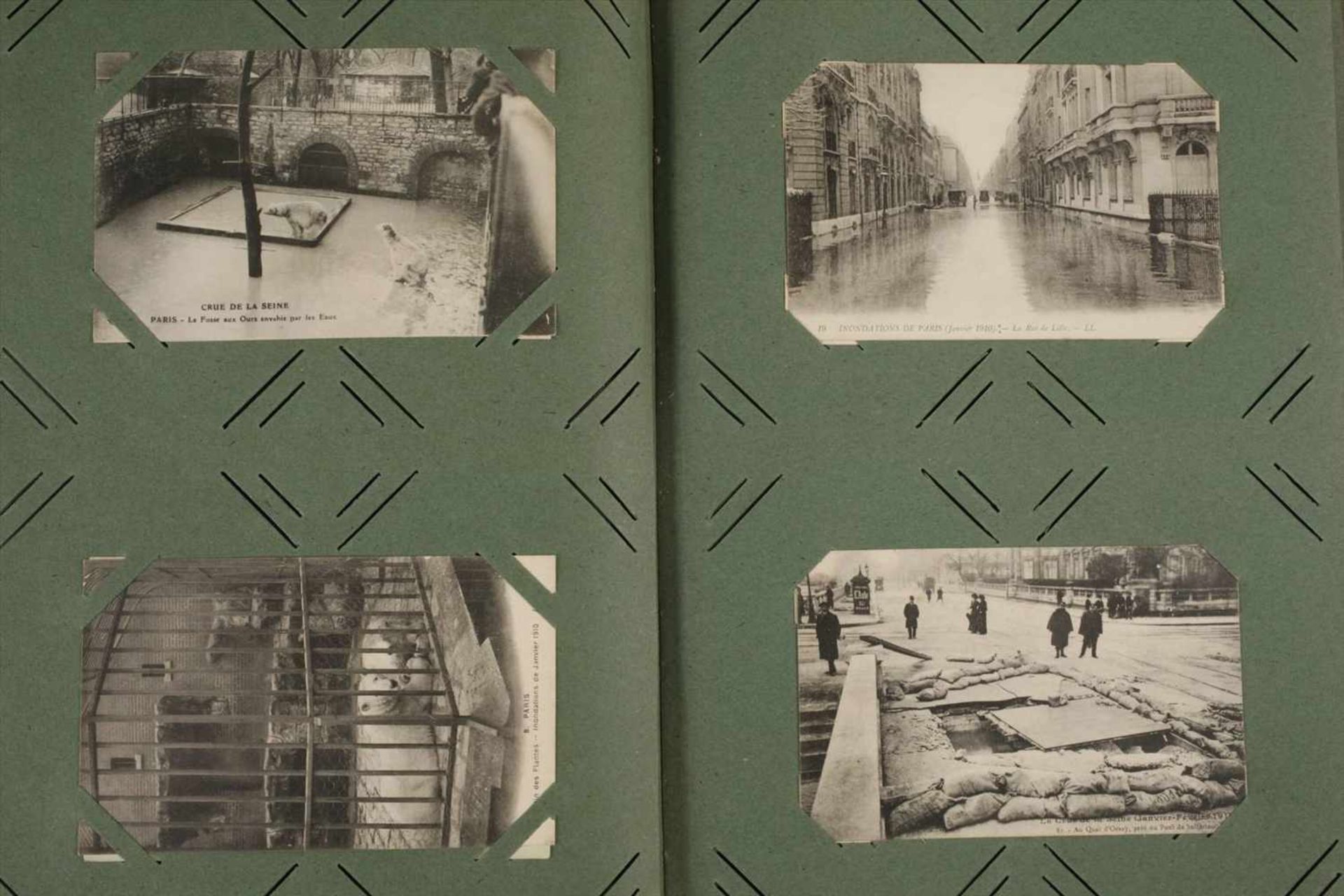 Ansichtskartenalbum Parisca. 280 Postkarten zum Thema Hochwasser in Paris 1910, in Album der Zeit, - Bild 3 aus 5