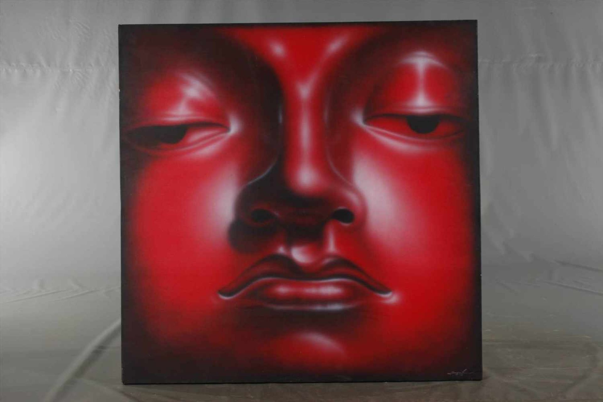 Rotes Gesichtgötzenhafte Gesichtspartie, moderne dekorative Airbrushmalerei auf Leinwand und - Bild 4 aus 4