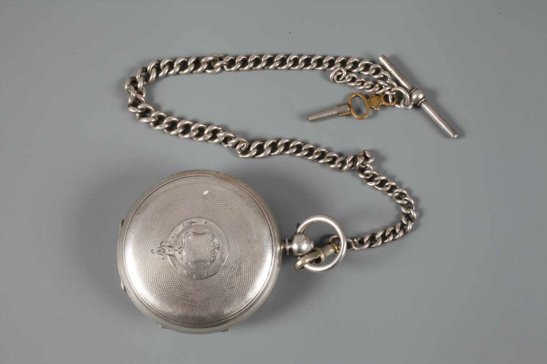 Große TaschenuhrEngland, um 1840, Schlüsseluhr im Silbergehäuse, Spitzzahn-Ankergang, feine - Bild 5 aus 5