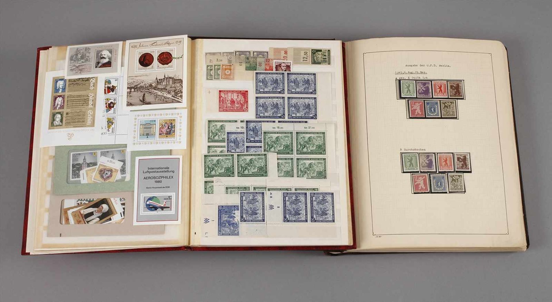 Briefmarkensammlung SBZ und DDRbis 1968, es fehlen im Wesentlichen nur die teueren Blöcke, nahezu