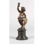 Bronze Bacchuswohl Sachsen, um 1800, unsigniert, Bronze dunkel patiniert, Darstellung des Bacchus