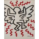 Keith Haring, The Angelstilisierte Figur mit Flügeln, Farbserigraphie, um 1980, im Medium