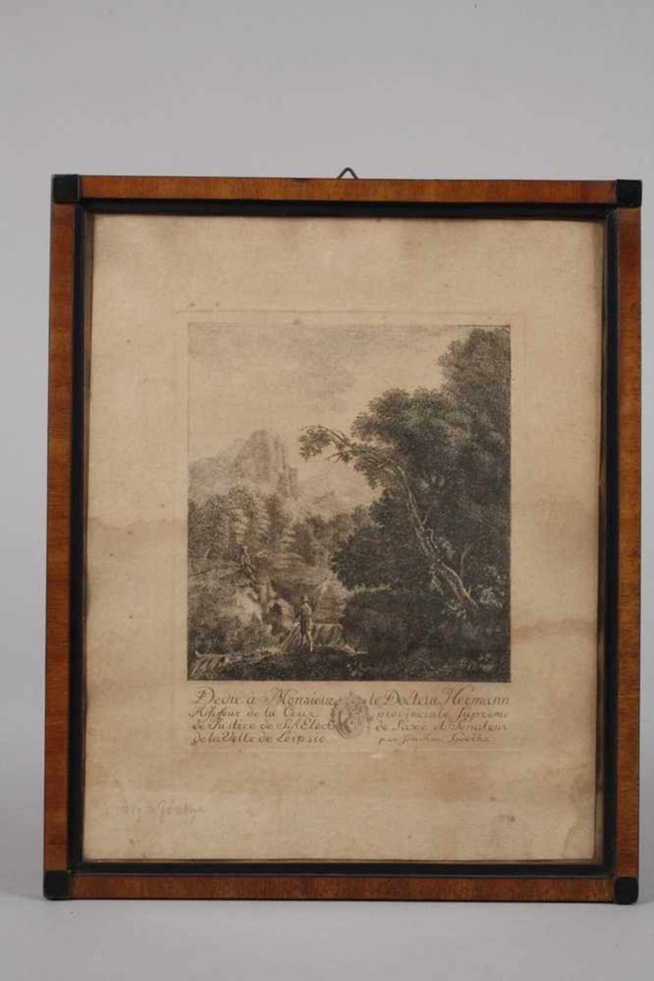Johann Wolfgang von Goethe, Landschaft mit Wasserfallstimmungsvolle Hochgebirgslandschaft mit - Bild 2 aus 3