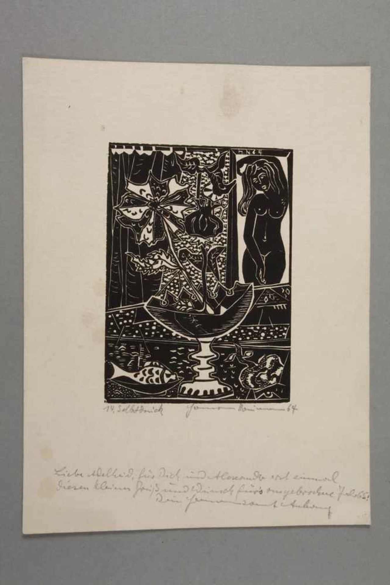 Hermann Naumann, Sammlung Druckgraphikensechs Blatt figurative Arbeiten des bekannten sächsischen - Bild 7 aus 7
