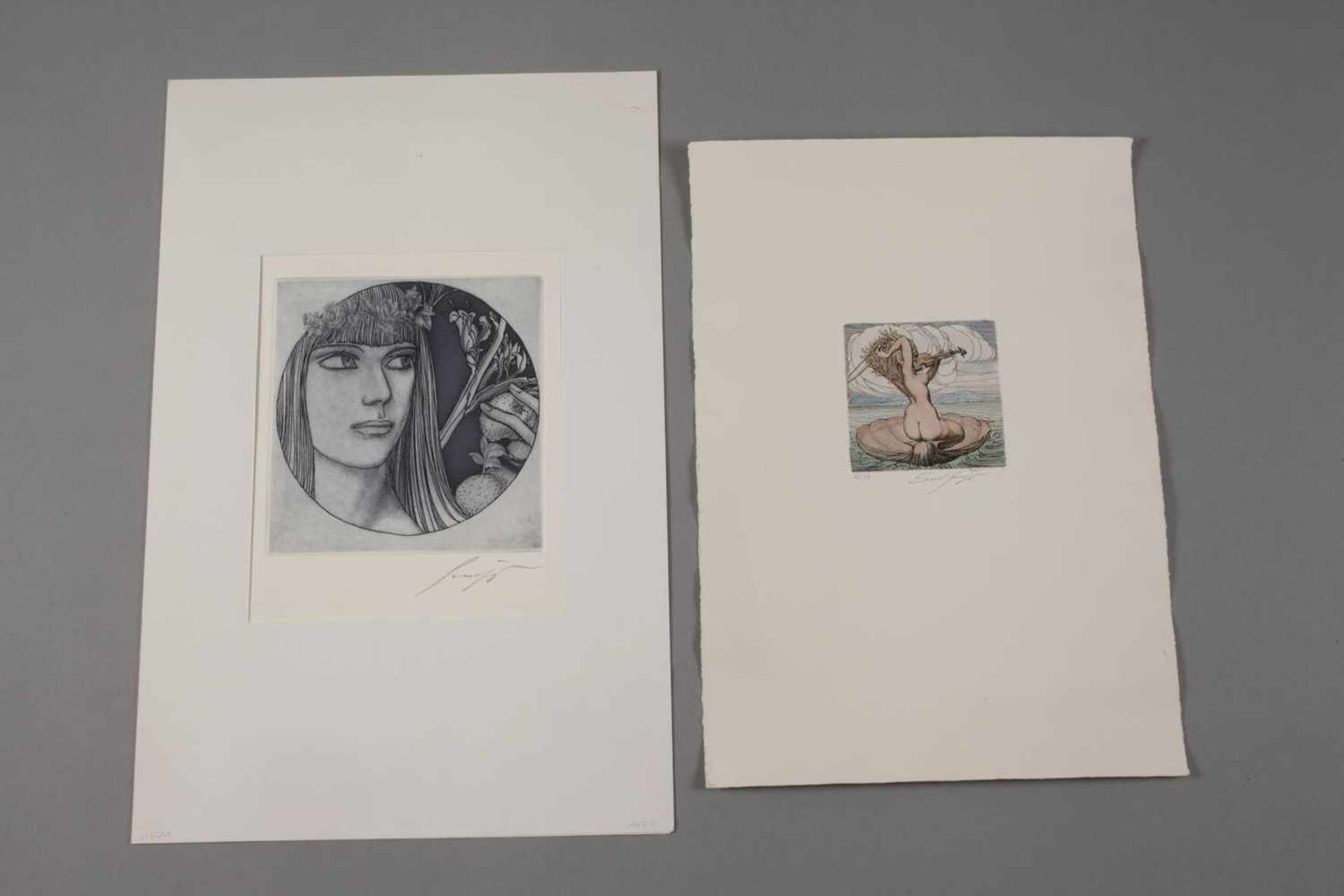 Prof. Ernst Fuchs, Paar Radierungen„Die geigende Venus“ und „Aura (Eva Vignetta)“, zwei Blatt - Bild 4 aus 4