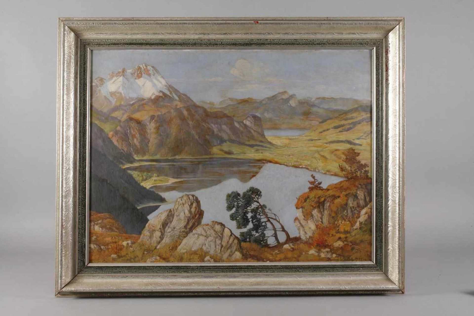 Georg Schödl, Am BergseeBlick von einer Anhöhe in imposante frühlingshafte Hochgebirgslandschaft mit - Bild 2 aus 4