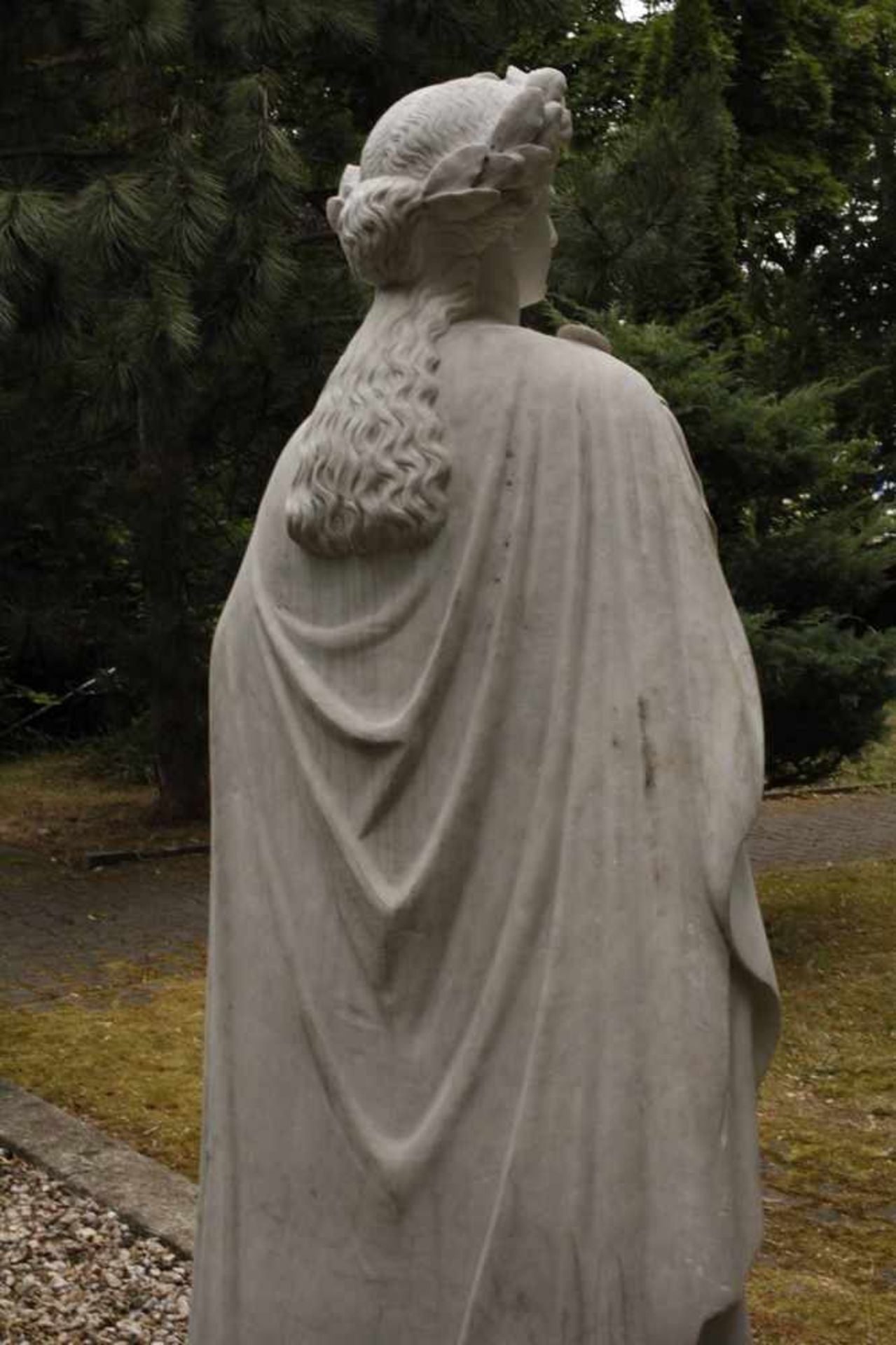 Antonio Frilli, lebensgroße Statue Apolloum 1900, aus weißem Carrara-Marmor gehauen, auf dem - Bild 3 aus 9